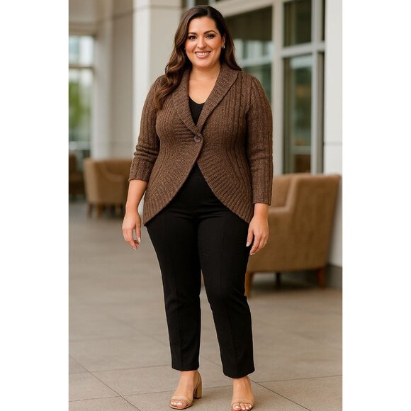 Rue21 Size XL Cardigan Sweater Womens  Brown Chunky Knit Button Front Casual - Picture 8 of 8